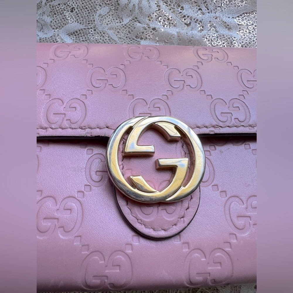 GUCCI Guccissima GG Interlocking Pink Leather Long Wallet/Clutch - Picture 4 of 16
